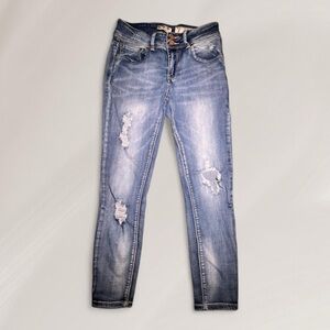 Indigo Rein Light Blue Distressed Skinny Jeans